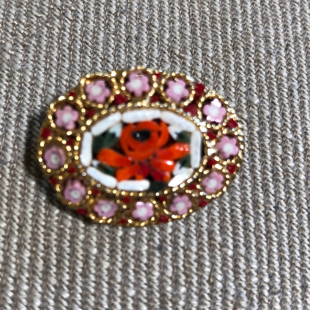 Handmade Italian brooch-Mosaic tiles